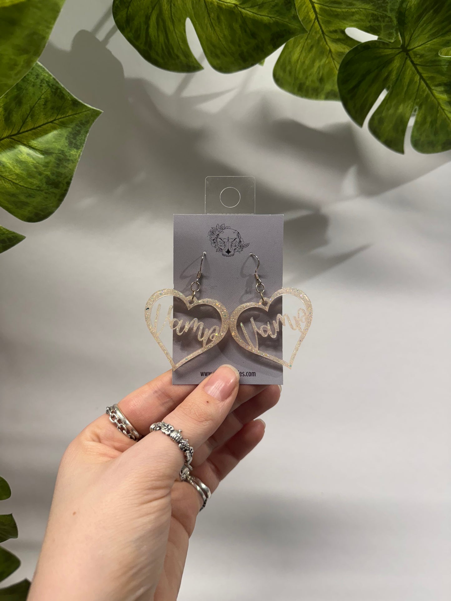 Baby Pink Vamp Hearts Resin Earrings