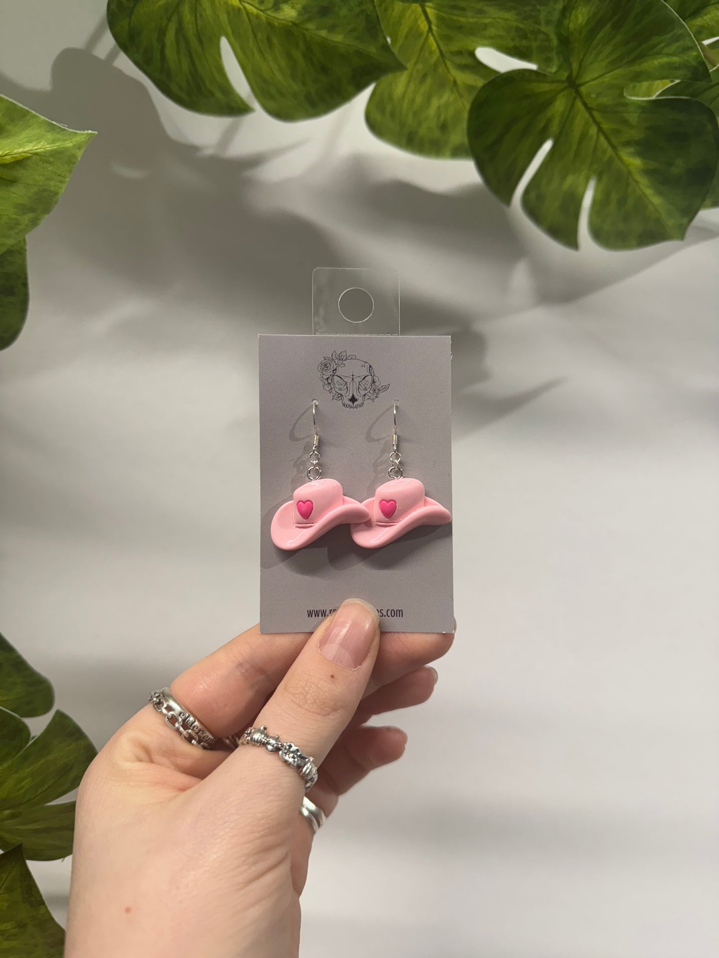 Pink Cowboy Hat Acrylic Earrings