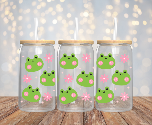 Cute Frogs Libbey Glass Can