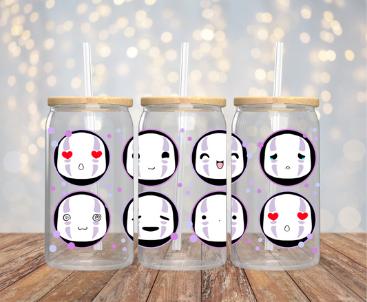 Cute Spirit Faces Libbey Glass Can