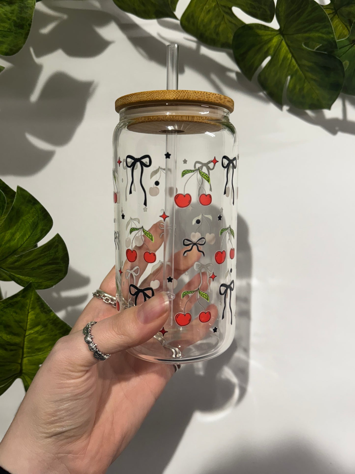 RTS Cherries and Bows Libbey Glass Can