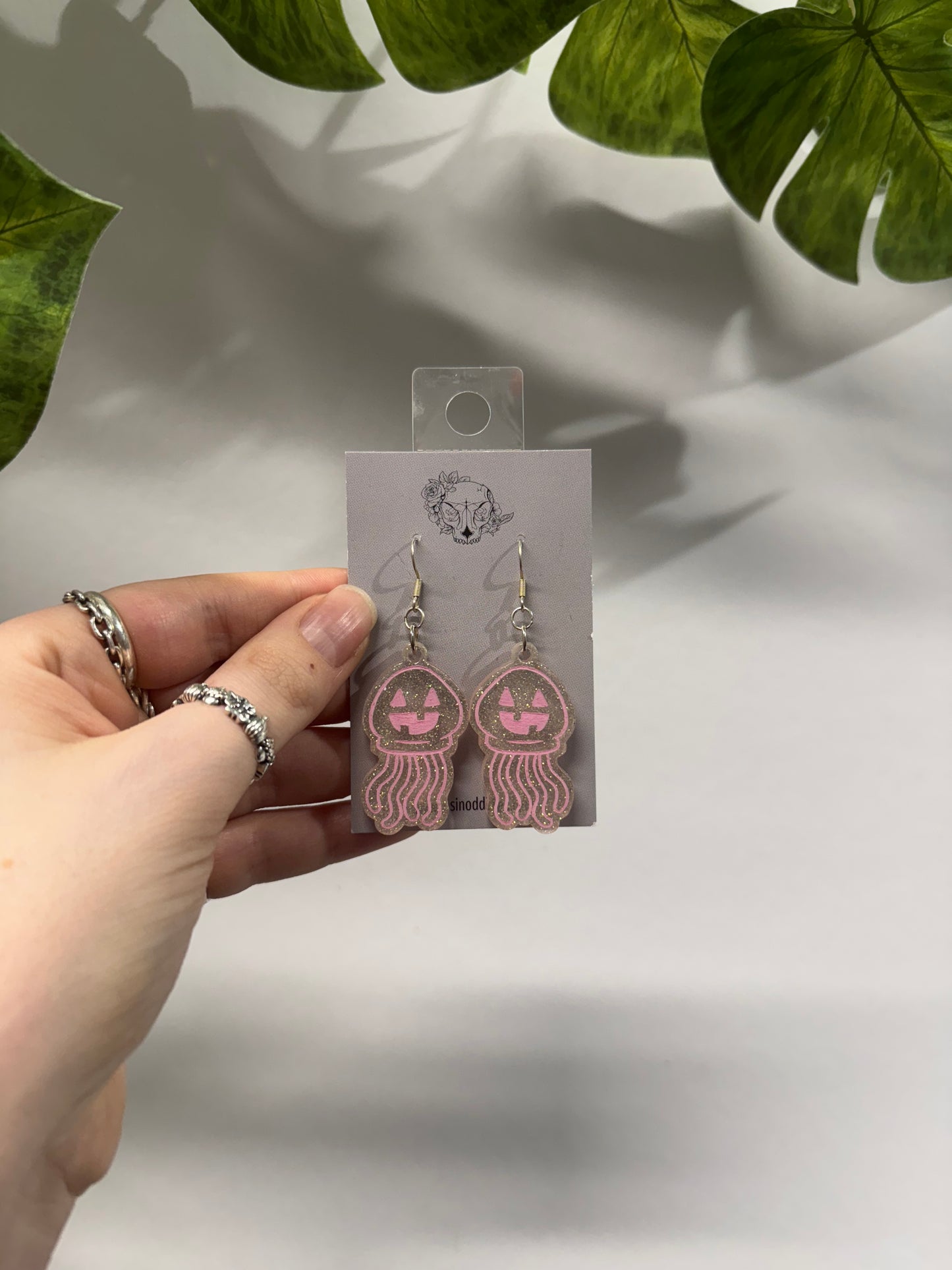 Pink Spooky Jellyfish Resin Earrings