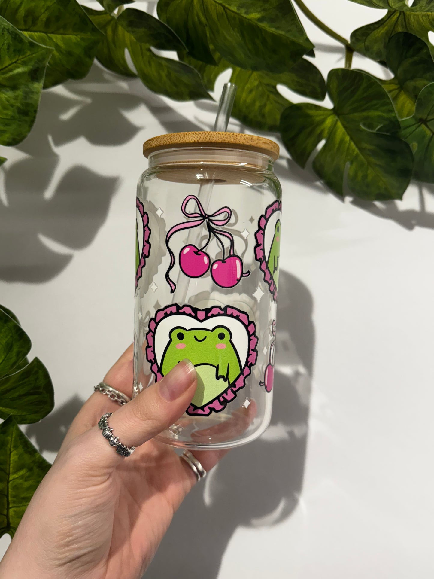 RTS Coquette Frogs Libbey Glass Can