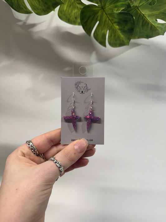 Purple Broken Shikigami Resin Earrings