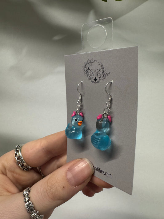 Blue Demon Ducks Acrylic Earrings