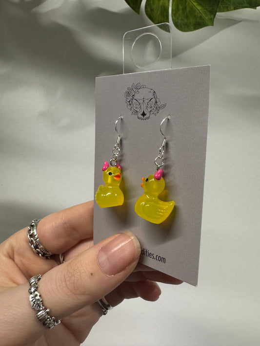 Yellow Demon Ducks Acrylic Earrings