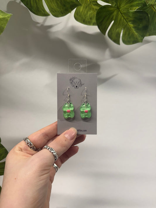 Translucent Frog Acrylic Earrings