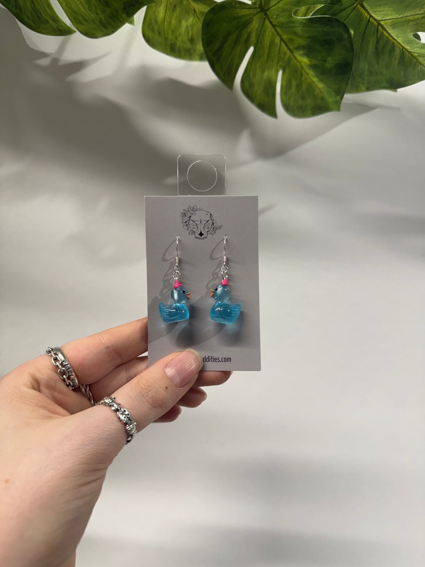 Blue Demon Ducks Acrylic Earrings