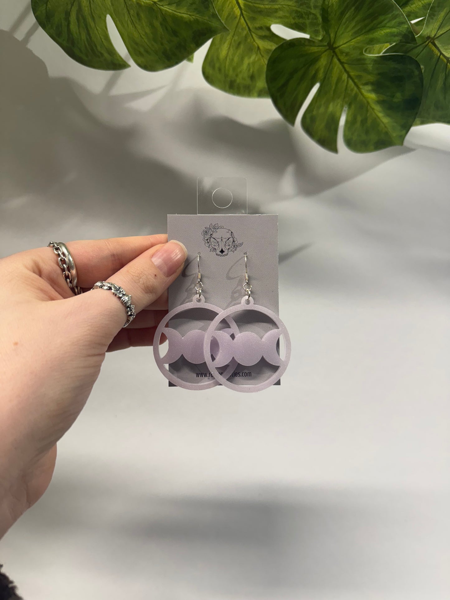 Lilac Triple Moon Resin Earrings