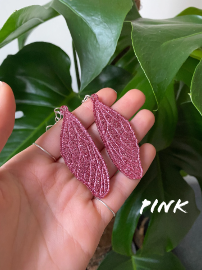 Handmade Resin Wing Earrings (Type 1) on 925 Sterling Silver Hooks