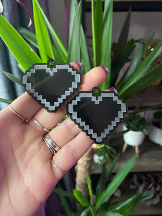 2” Pixel Heart Earrings Silicone Mould