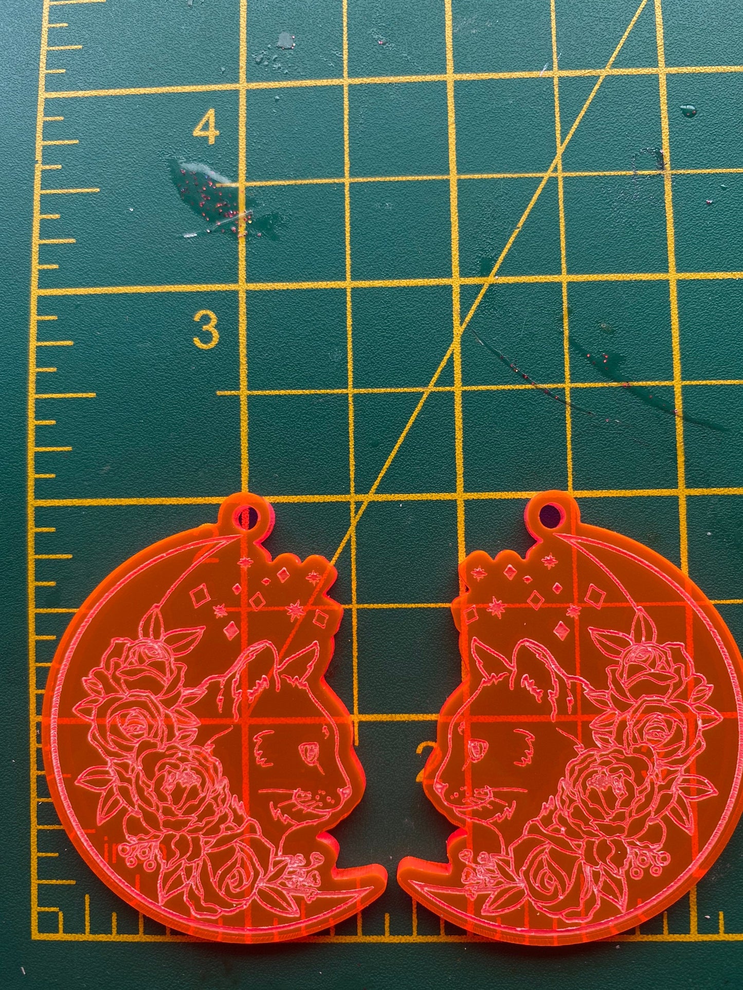 2” Cat Moon Earrings Silicone Mould