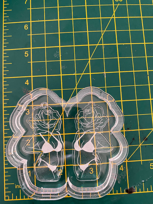 Rose Woman Earrings Silicone Mould