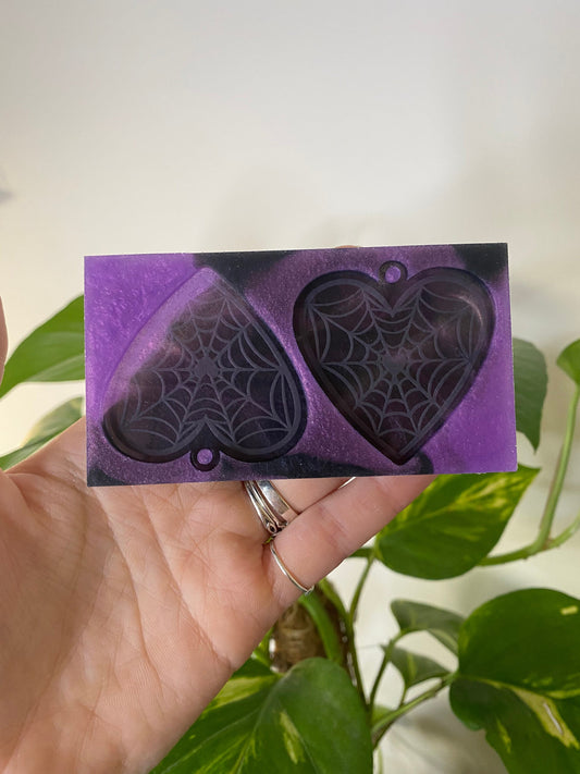 2” Web Heart Earrings Silicone Mould