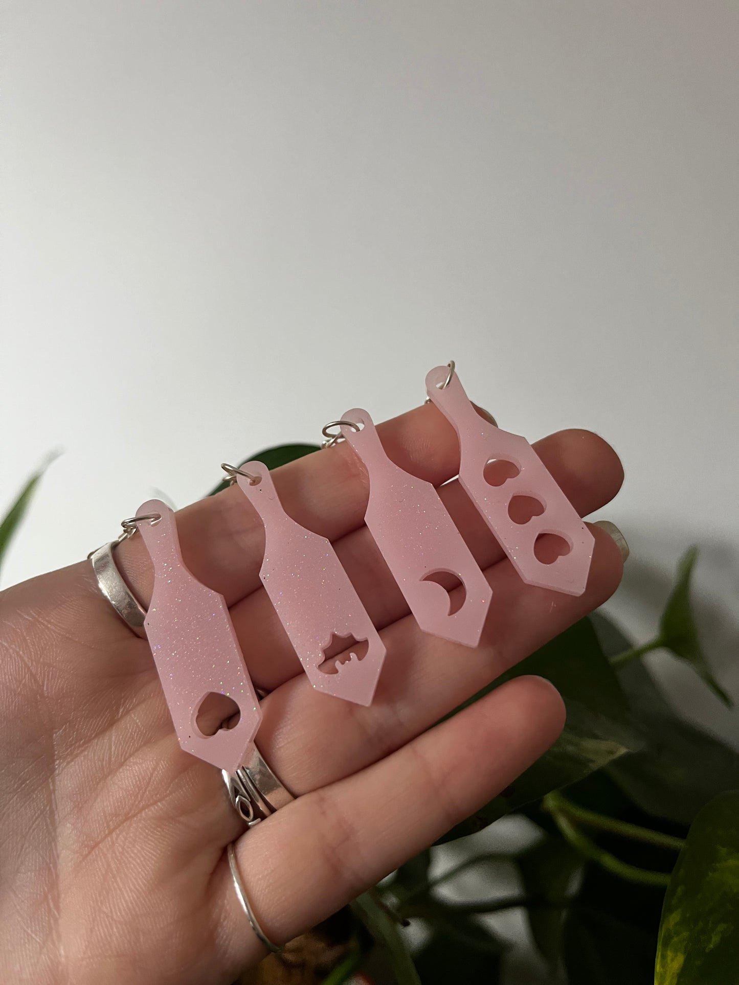 Pink Paddle Earrings on 925 Sterling Silver Hooks