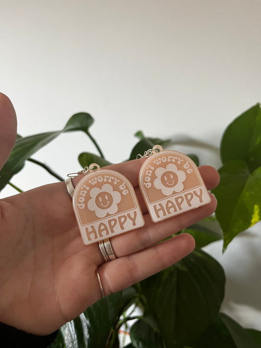 Orange Be Happy Resin Earrings on 925 Sterling Silver Hooks