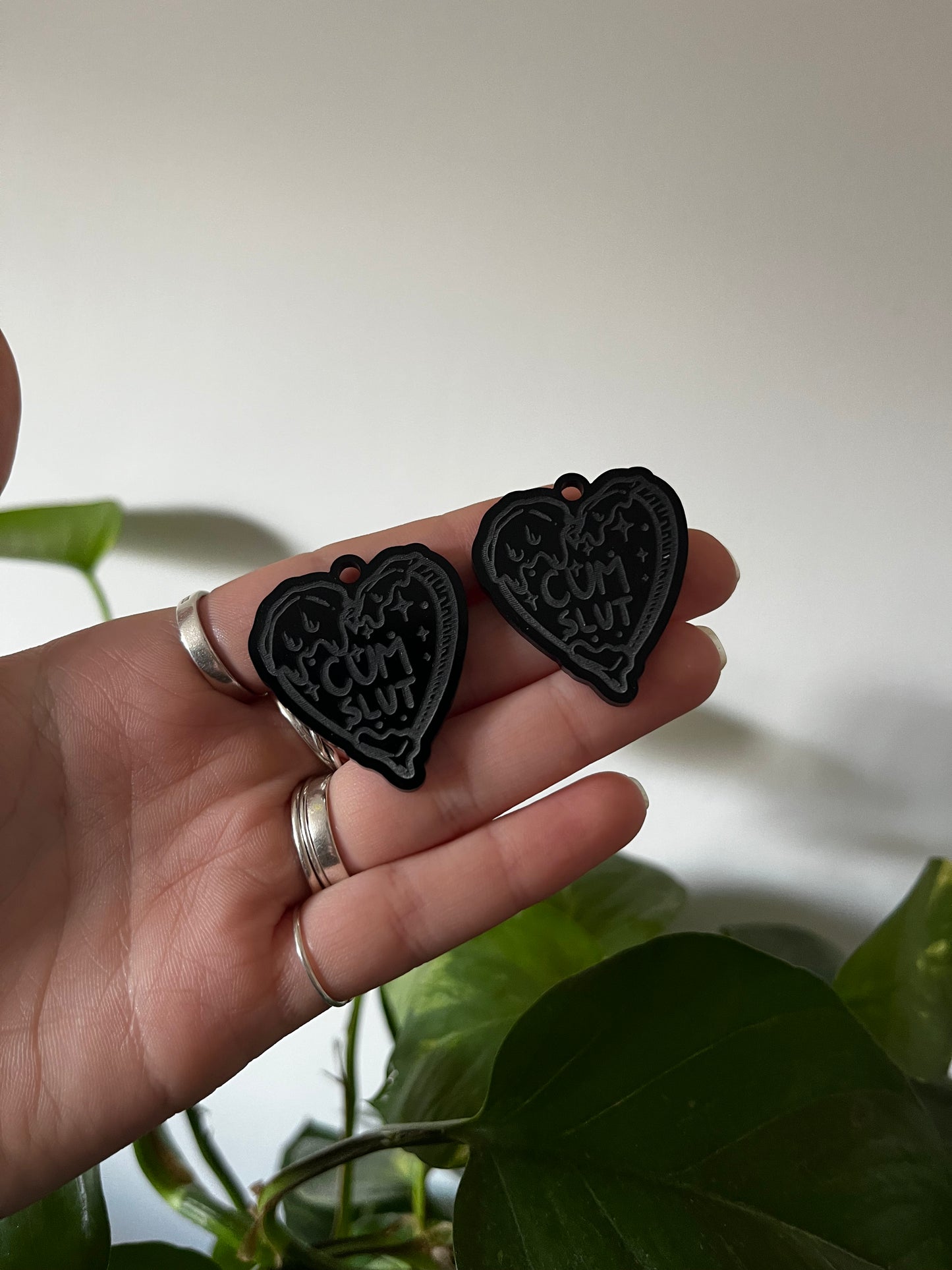 1.5” C Slut Heart Earrings Silicone Mould