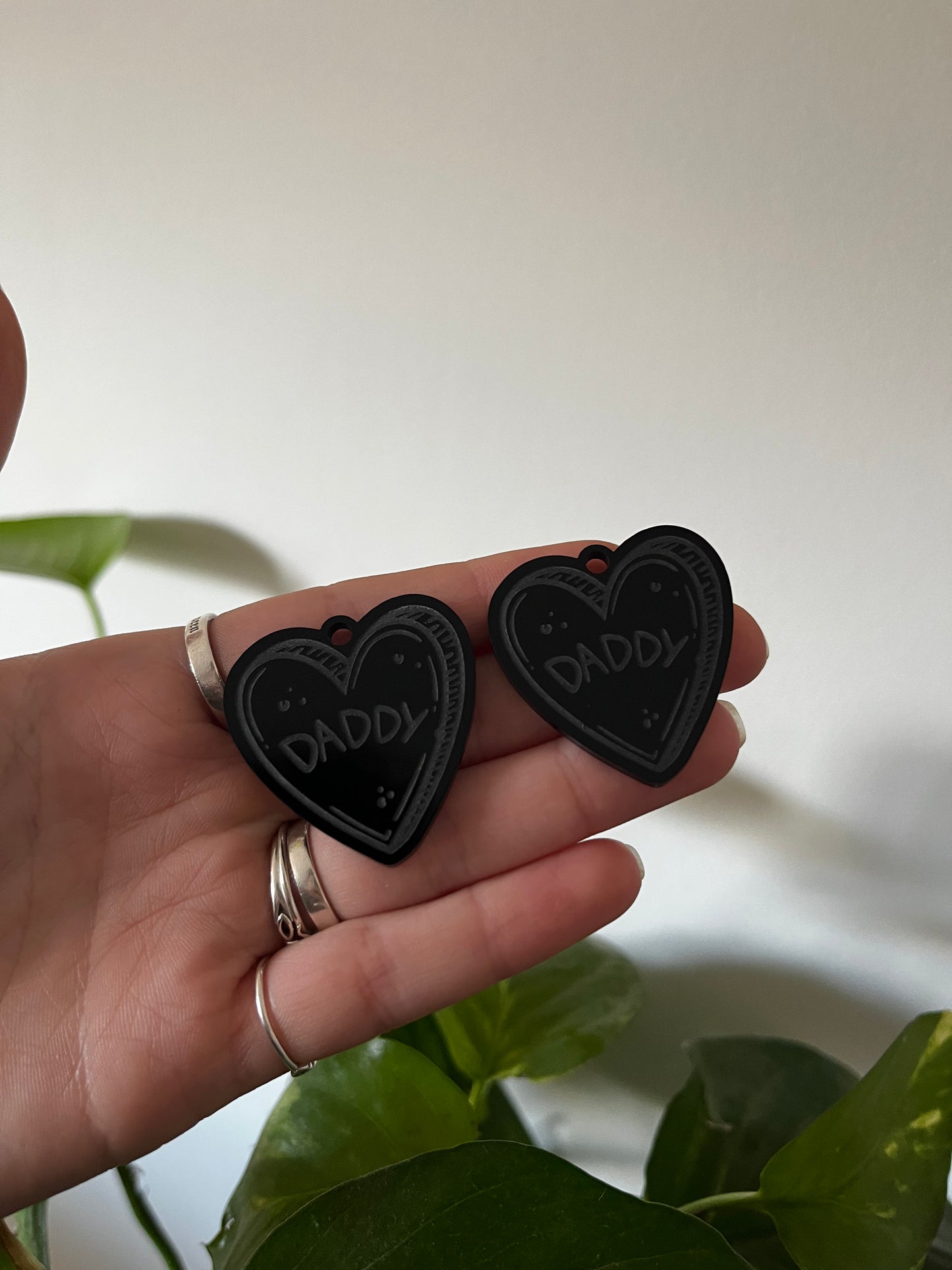 1.5” Daddy Heart Earrings Silicone Mould
