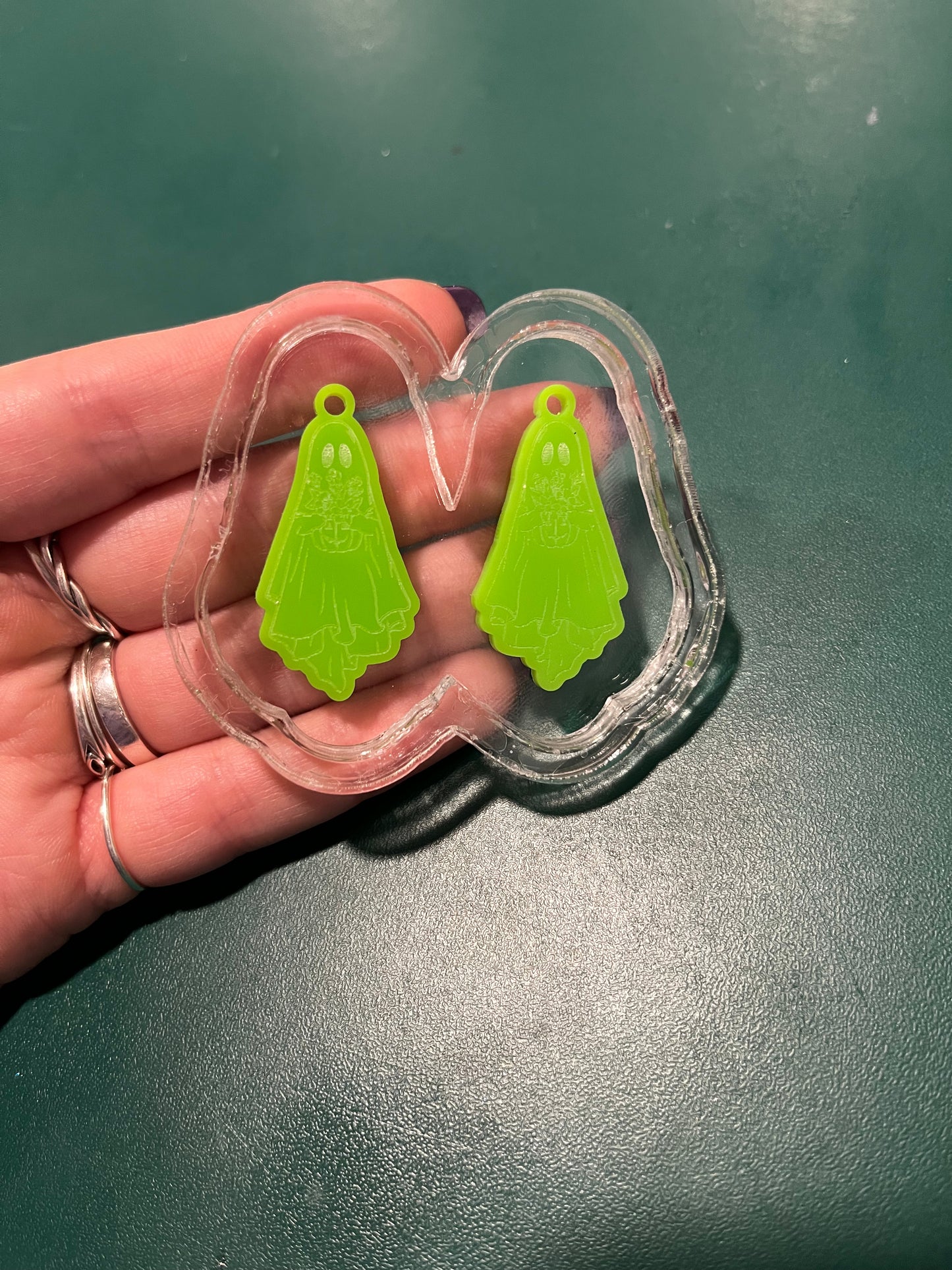 1.5” Floral Pumpkin Ghost Earrings Silicone Mould