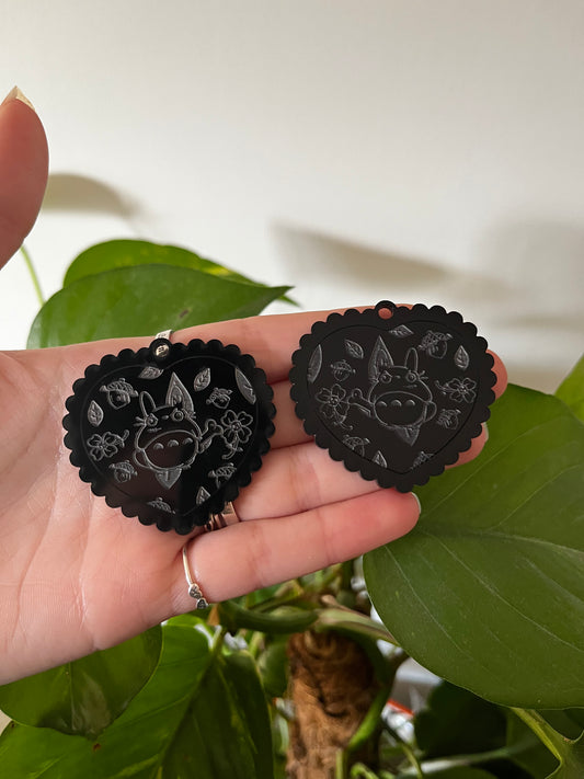 2” Spooky Forest Spirit Heart Earrings Silicone Mould