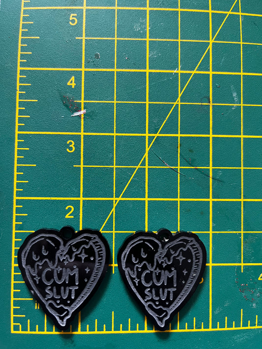 1.5” C Slut Heart Earrings Silicone Mould