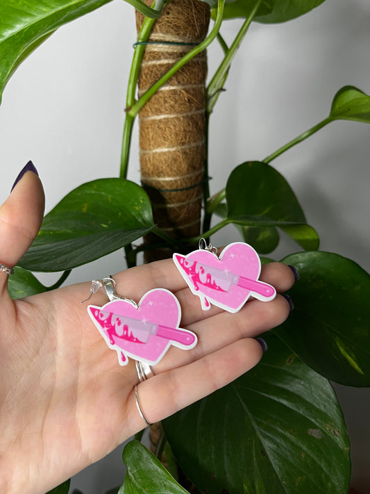 Knife Heart Acrylic Earrings