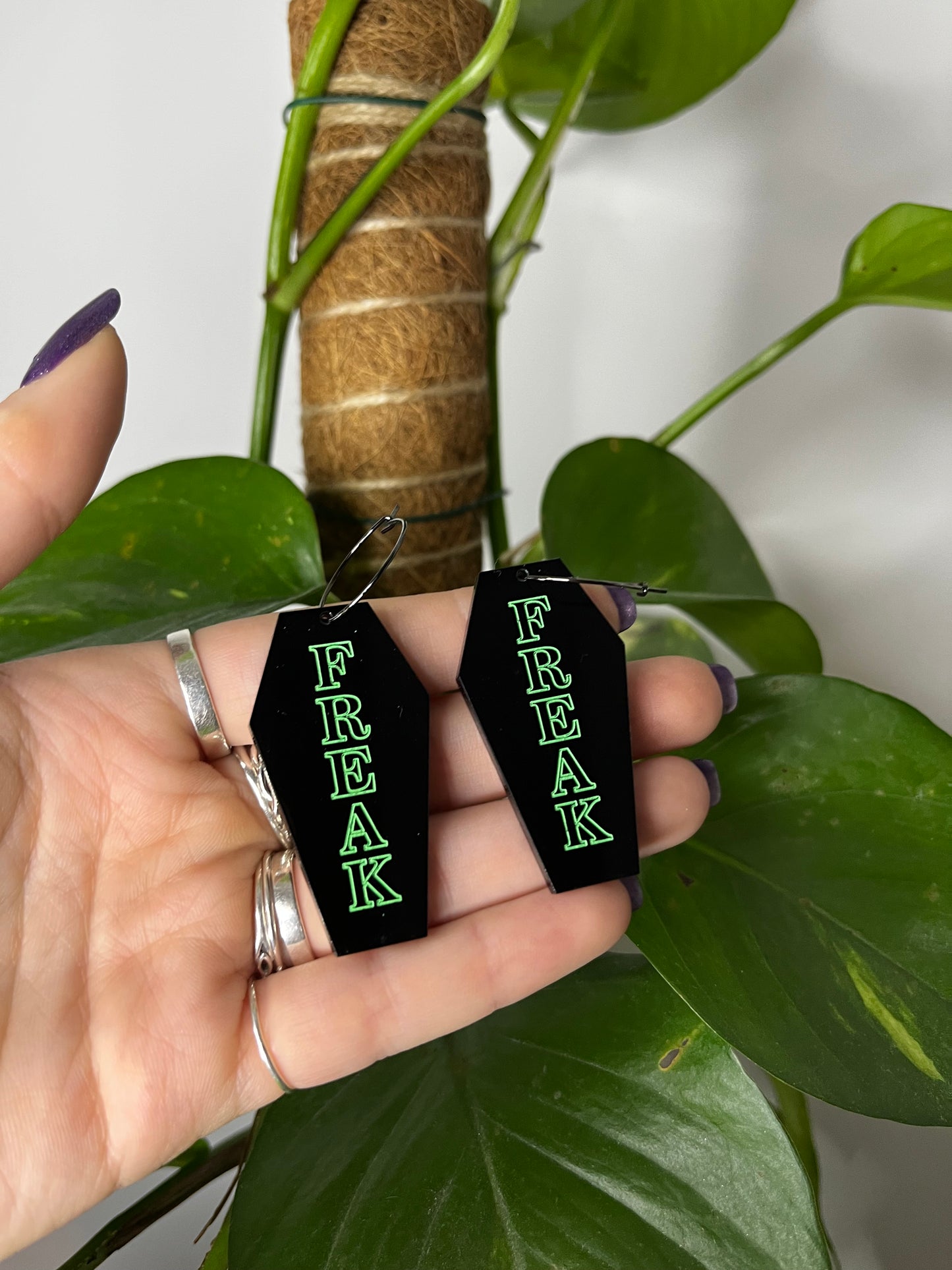 Freak Coffin Acrylic Earrings