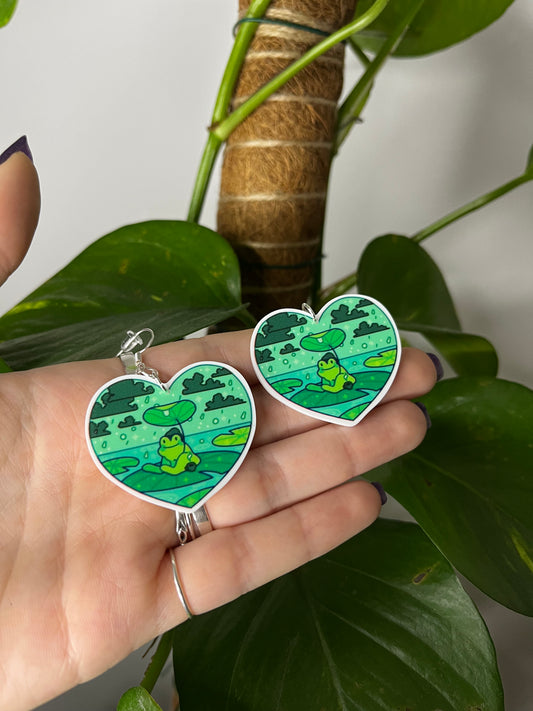 Frog Heart Acrylic Earrings