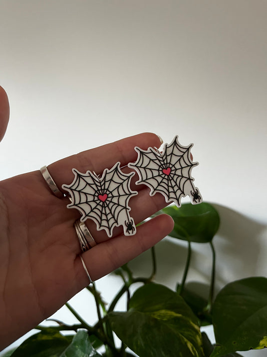 Heart Web Acrylic Earrings